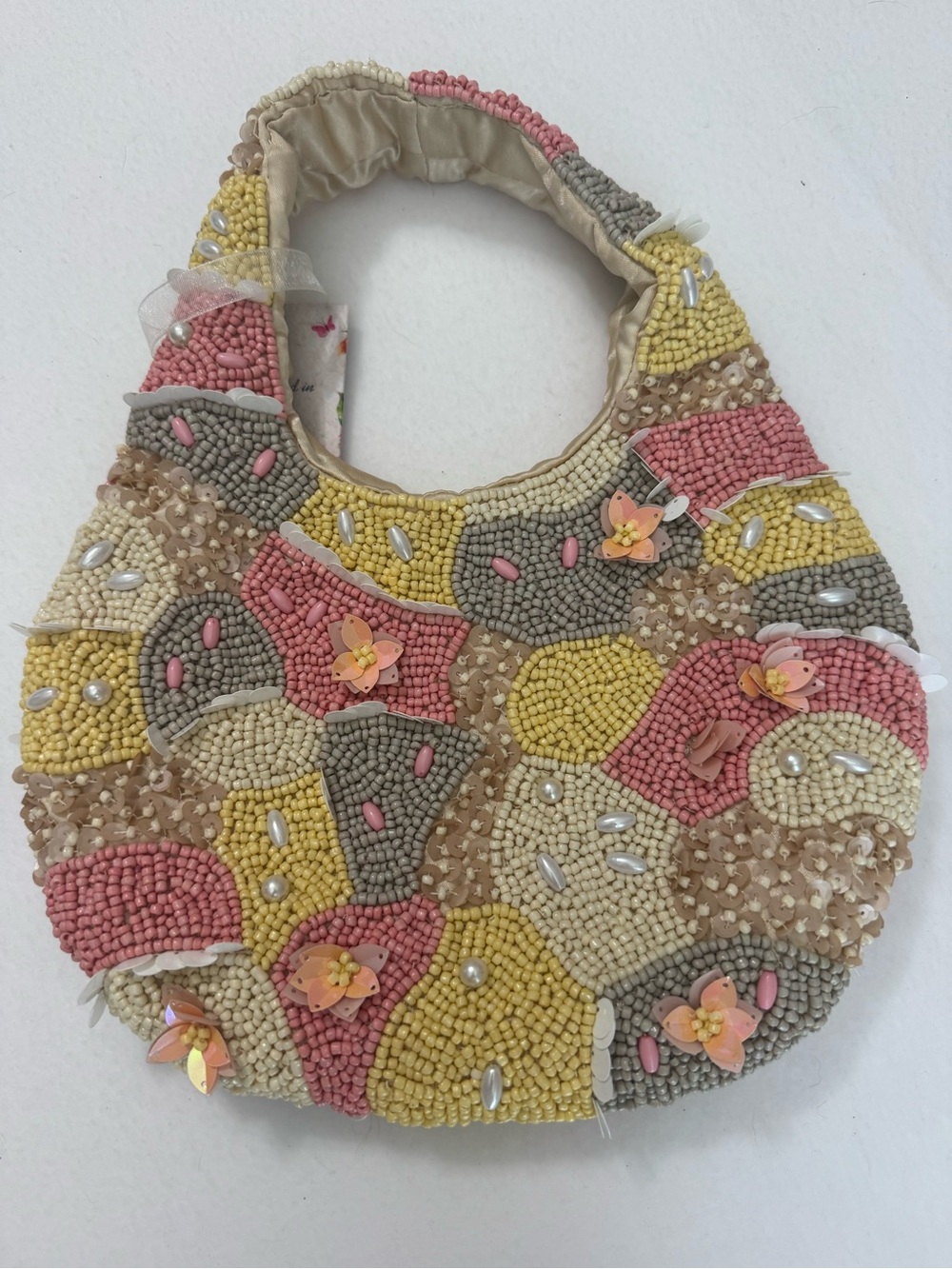 NWT Handcrafted in India Pastel Beaded Floral Hobo Bag Viral TikTok boho - Picture 4 of 7